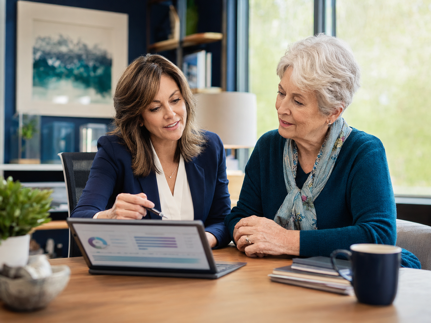 Licensed insurance advisor reviewing Medicare plan information with a client